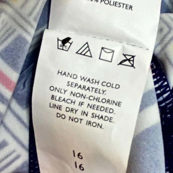 NWT South Point Swim Tank Top 16 Navy Blue Yellow Coral Geometric Tankini Plus - Picture 9 of 11